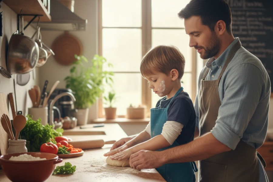 Galak anak lelaki untuk selesa meluangkan masa di dapur demi membantuk kepribadian positif.