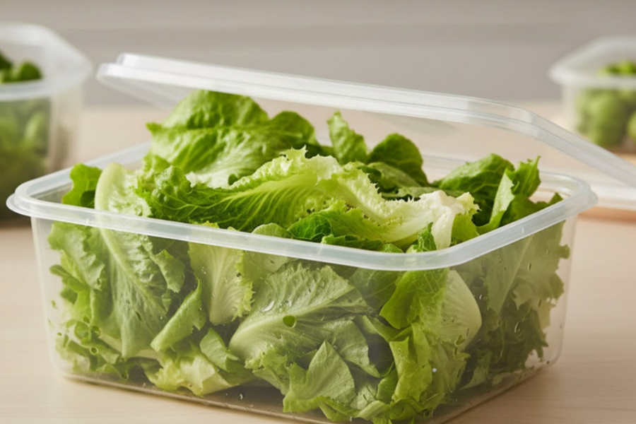 Simpan sayur dalam bekas kedap udara agar tahan lama.