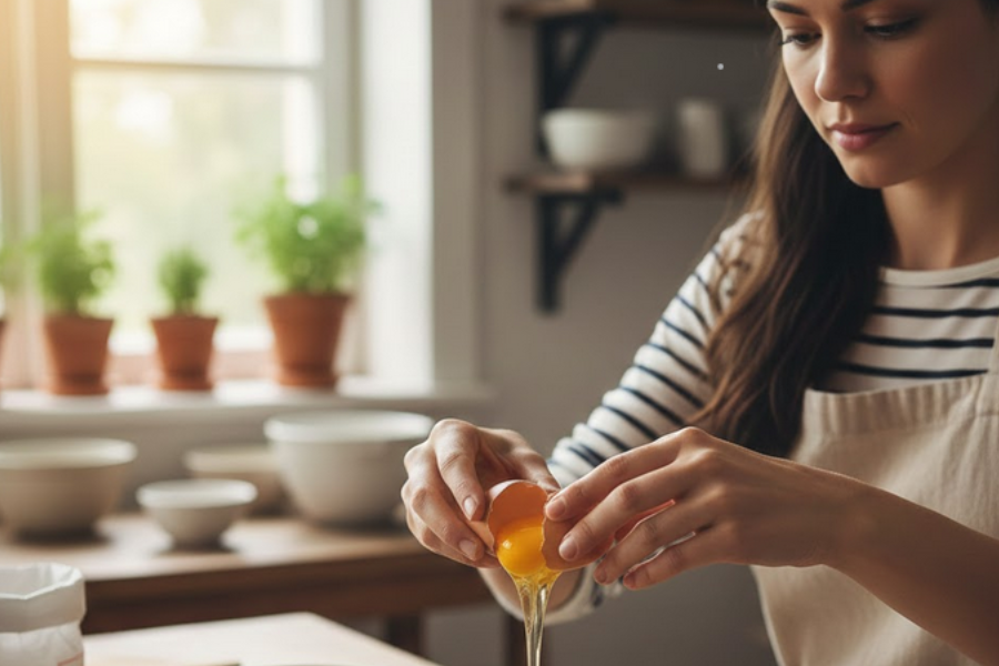 Guna putih telur untuk dijadikan lulur wajah.
