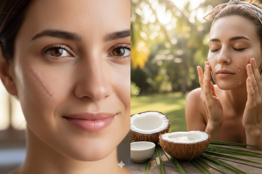 Parut akan semakin pudar selepas disapu dengan air kelapa setiap hari.