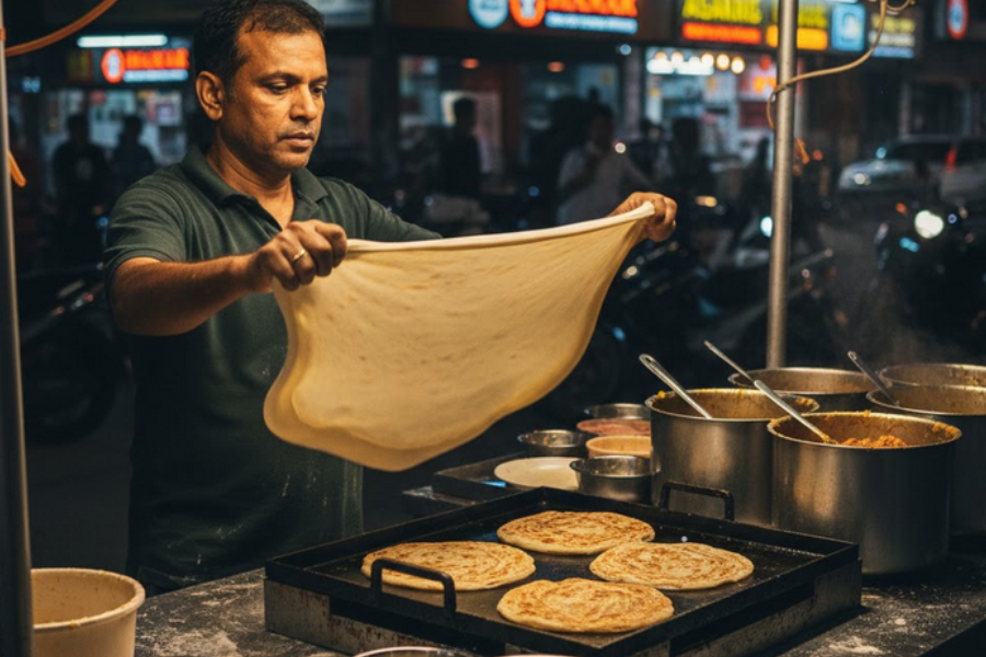Roti Canai dipercayai berasal dari Cennai, India.