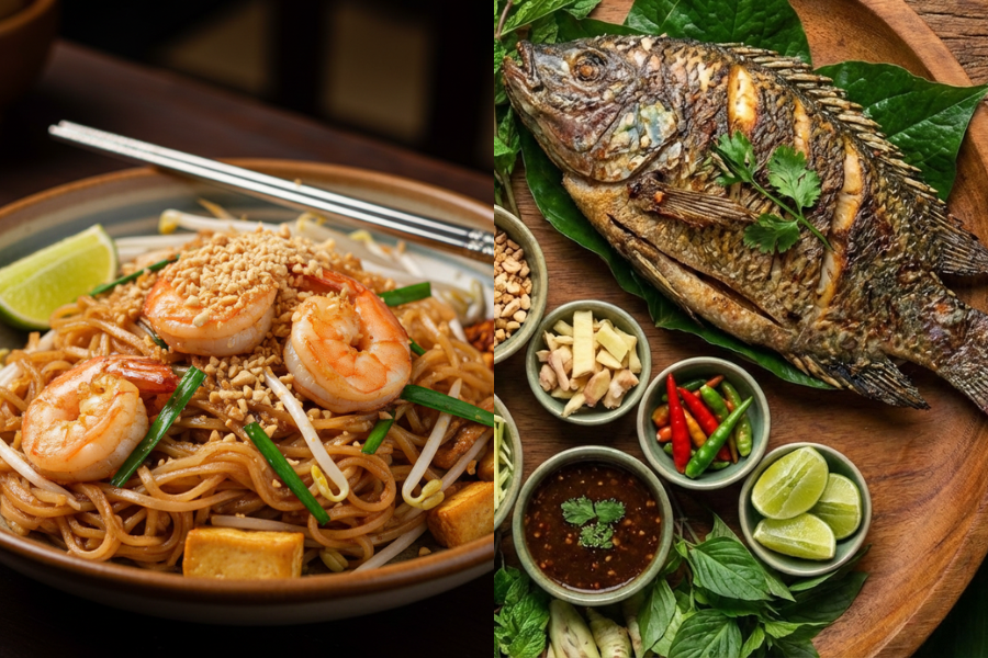 Masakan Thailand seperti Miang Pla dan pad Thai menjadi antara makanan kegemaran Aidit Noh.