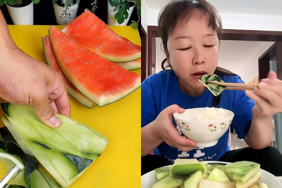 Selain diolah menjadi manisan, kulit tembikai juga dimasak untuk dijadikan lauk.