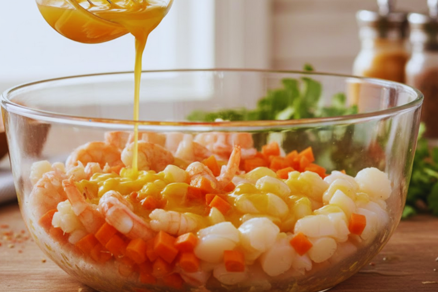 Campurkan kesemua bahan-bahan dalam satu mangkuk.