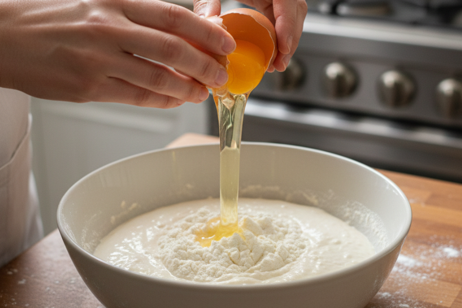 Penambahan telur menyebabkan gorengan cepat lembik.