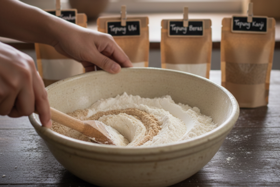 Campuran tepung memastikan kerangupan berpanjangan.