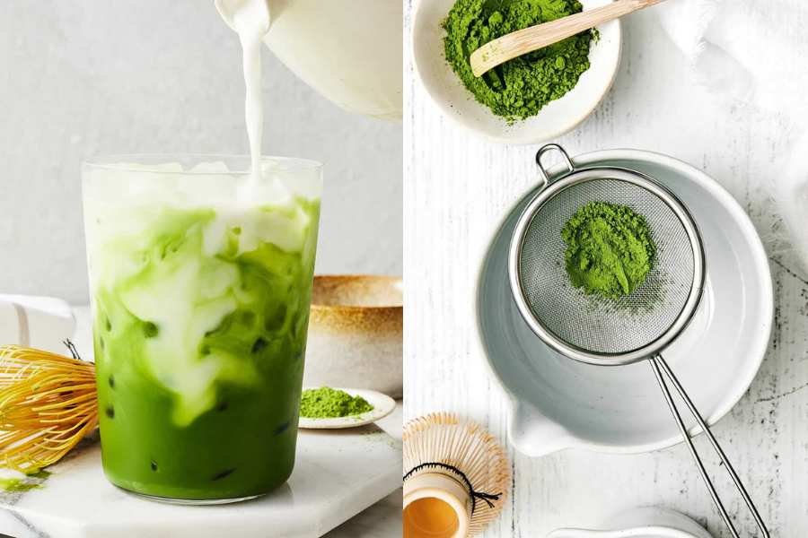 Gabungan matcha dan susu strawberry cukup seimbang.