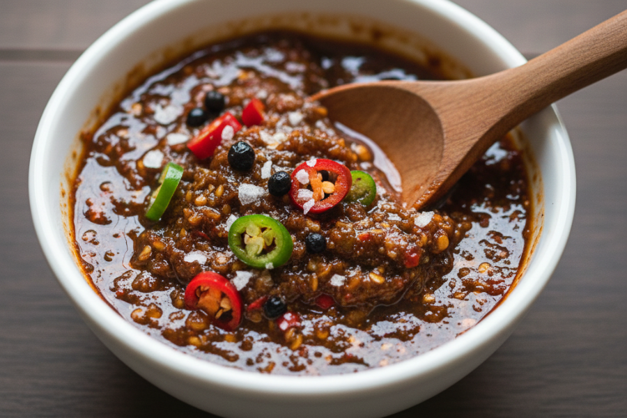 Kuah jeruk pedas kaya dengan rasa pedas manis masam.