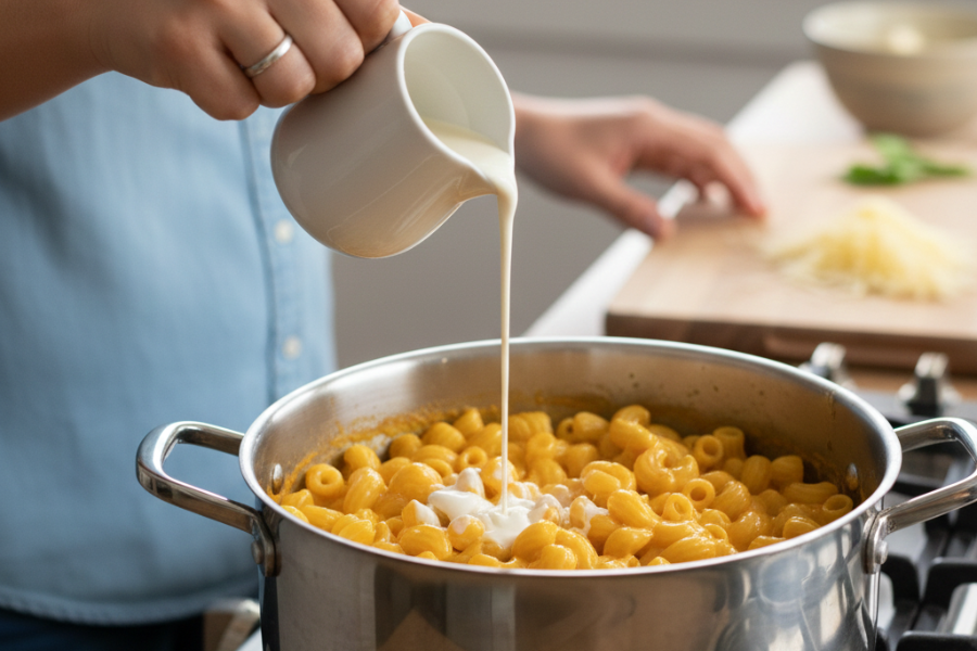 Krim menyeimbangkan rasa masin berlebihan.