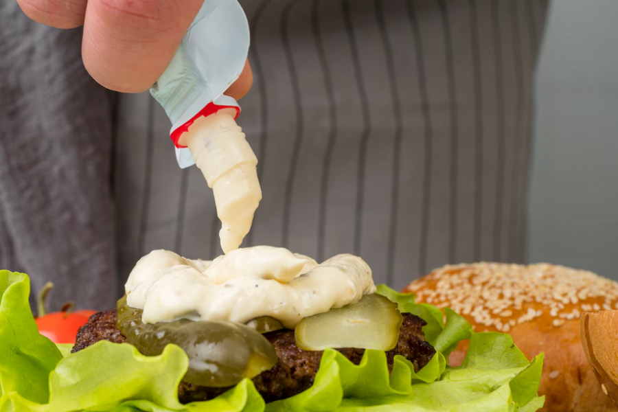 Lemak dan berkrim, sos mayonis menambah rasa. 