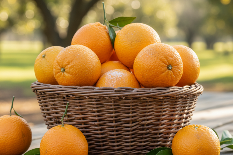 Aroma oren valencia menyerlah pada kek oren klasik.