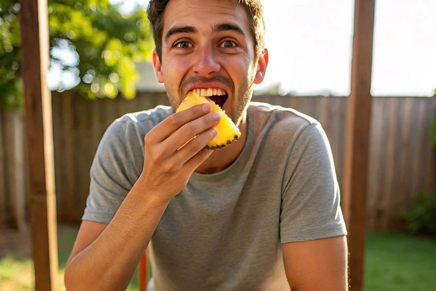 Makan buah nanas menyebabkan badan menghasilkan bau manis semula jadi.