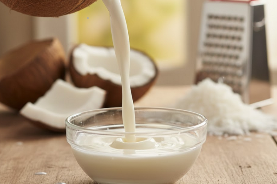 Campuran santan sebagai bahan masakan menambah lemak pada sekaya labu.