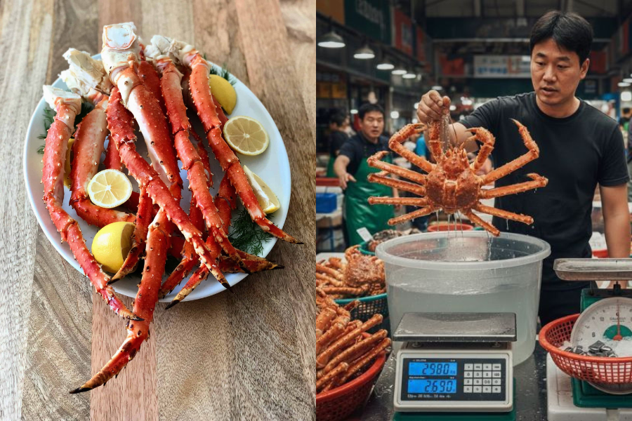 King crab yang dijual sudah pun diisi air.