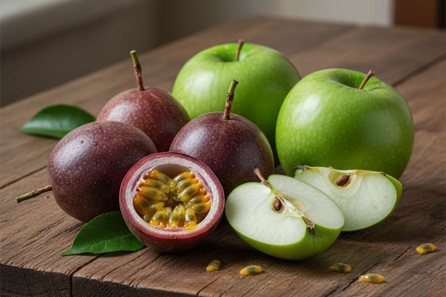 Kombinasi rasa masam-manis epal hijau dan aroma unik buah markisa, menaikkan selera.