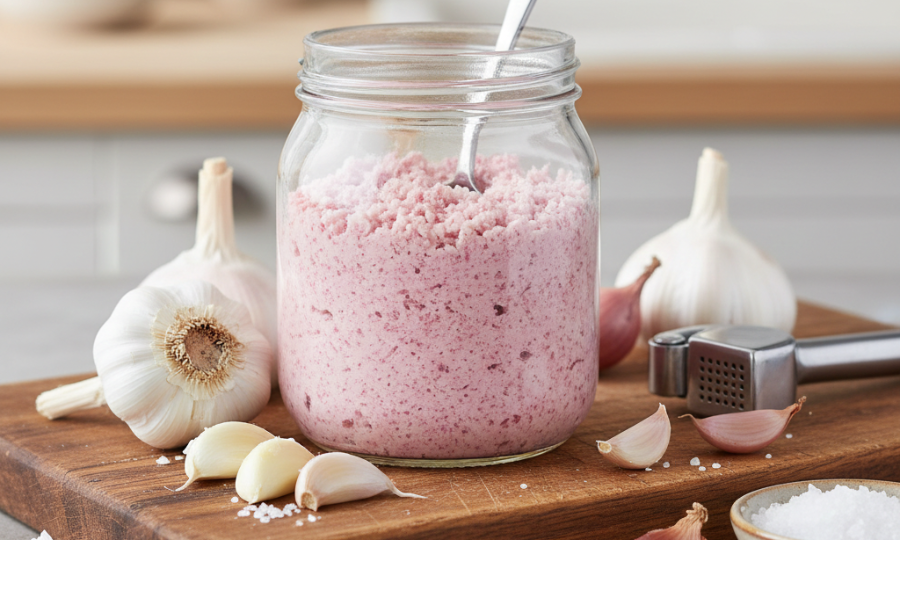 Jangan kisar bawang putih bersama bawang merah.