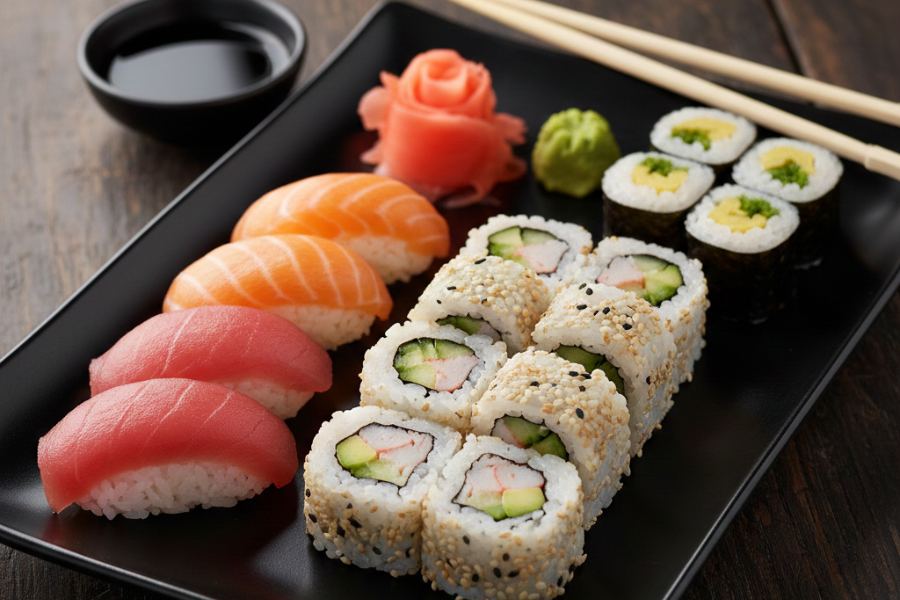 Sushi difermentasi bersama nasi untuk mengelakkan ikan cepat rosak.