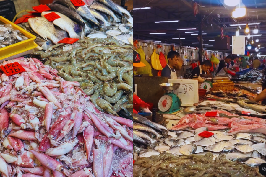 Aneka bahan mentah ditawarkan pada harga murah menarik pelanggan.