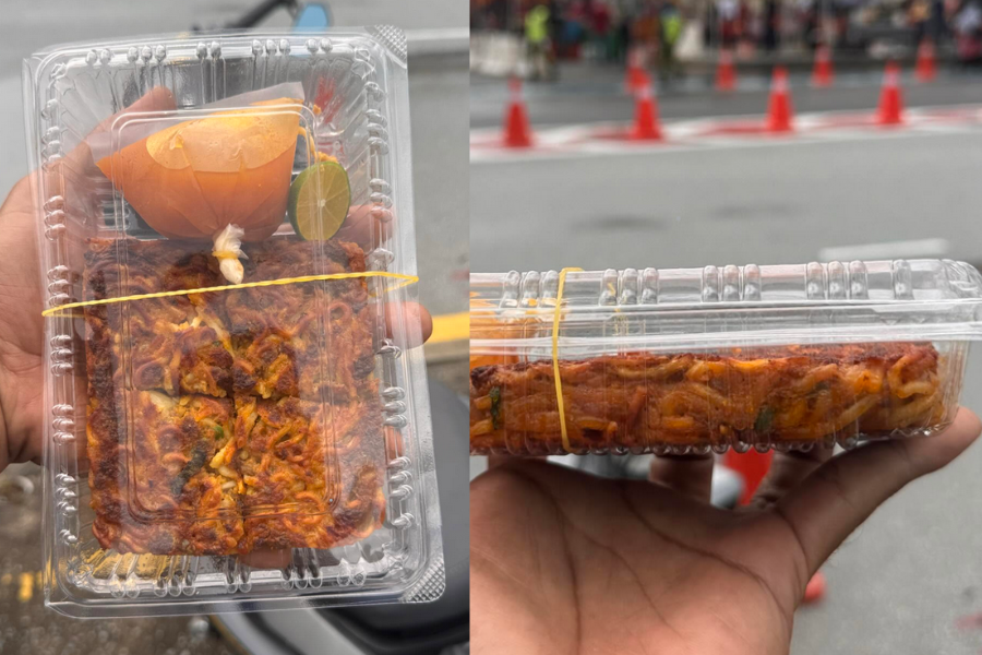 Seorang pembeli terkejut dengan saiz dan kualiti murtabak megi segera dibelinya.