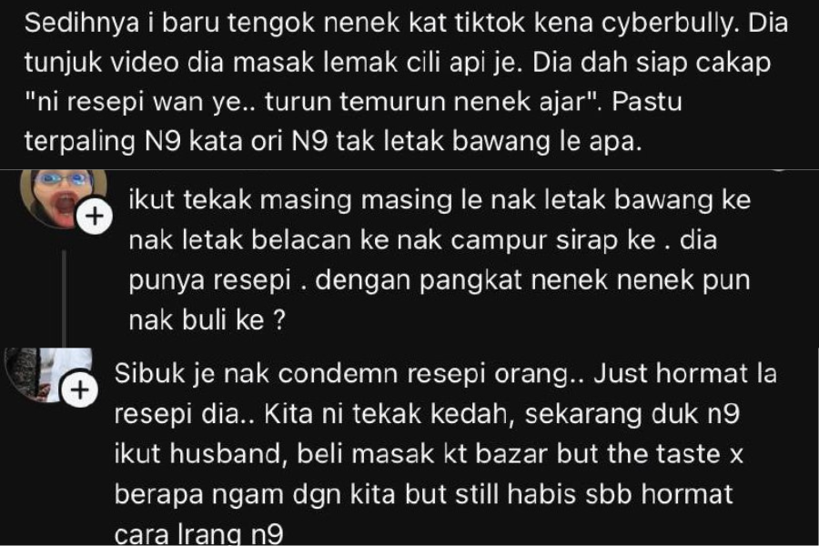 Segelintir netizen tampil mempertahankan cara masakan nenek tersebut.