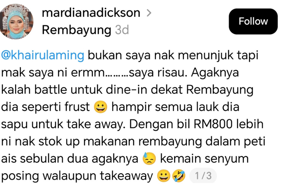 Anaknya menganggap mungkin ibunya berbuat demikian kerana gagal mendapatkan kerusi di Rembayung.