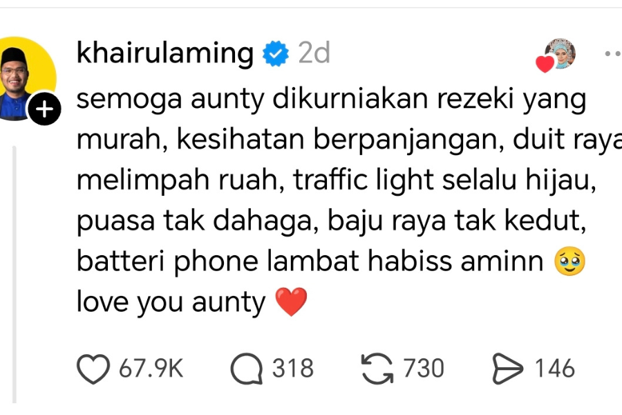 Khairul Aming sendiri menitipkan doa kepada pelanggan tersebut.