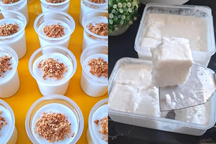 Ais krim santan yang menggunakan cuma lima bahan mudah.