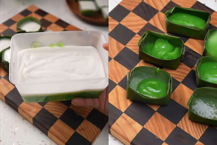 Kalau tiada bekas daun pisang, bekas plastik juga boleh digunakan.