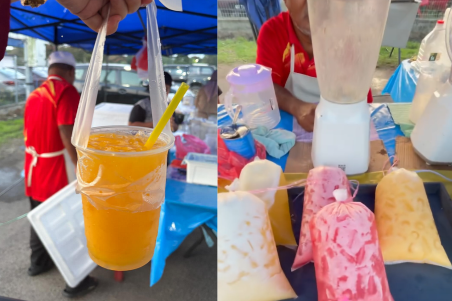 Semua jus buah-buahan dijual dibuat segar di tapak bazar.