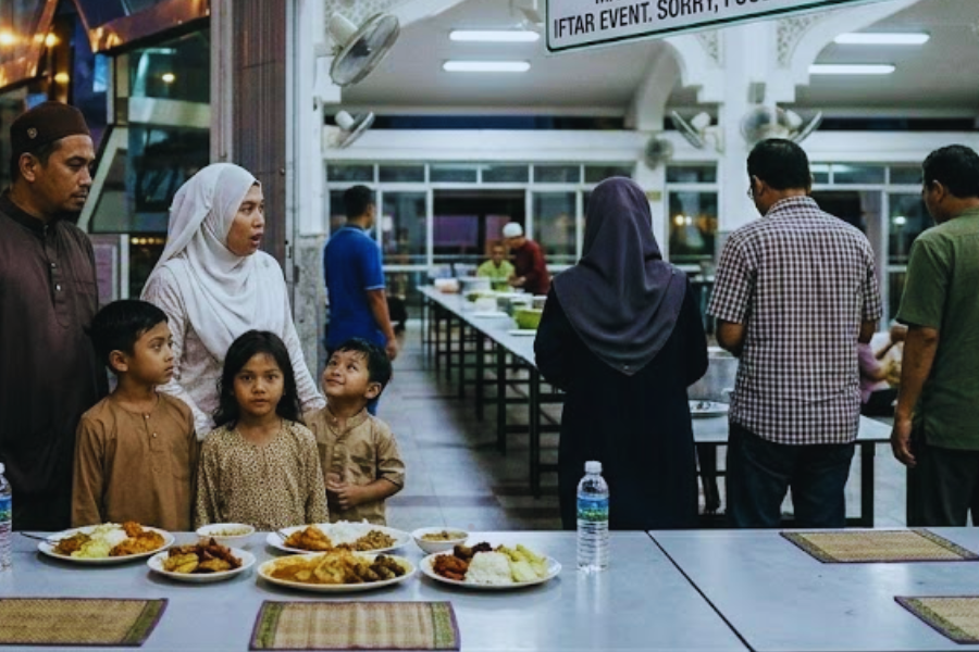 Wanita ini mencadangkan untuk datang awal ke masjid untuk berbuka puasa.