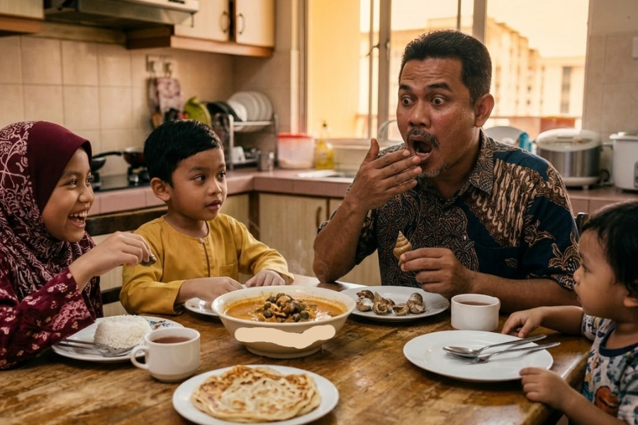 Lelaki ini terkejut siput sedut untuk anaknya terlalu pedas.