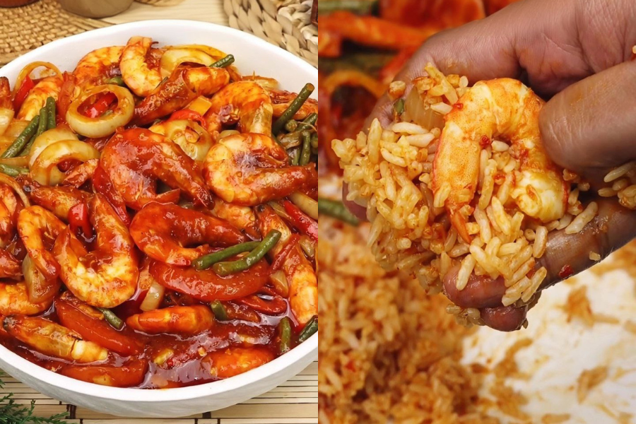 Udang jangan digoreng terlalu lama supaya isinya tidak liat.