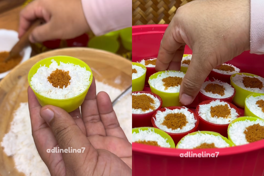 Hanya guna beberapa bahan asas macam tepung pulut, kelapa parut dan gula merah.