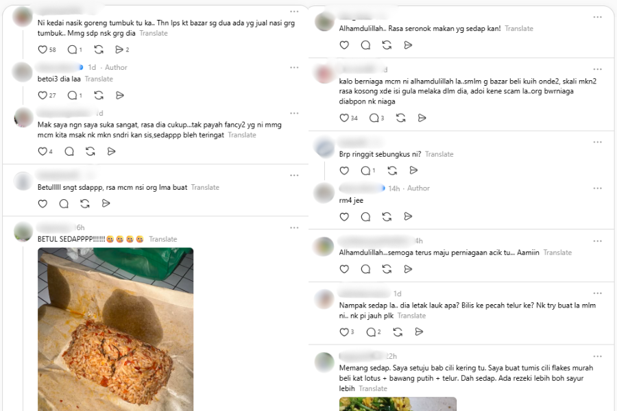 Komen netizen di laman Threads memuji kesedapan nasi goreng itu.