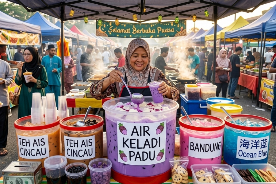 Air keladi yang dijual di bazar Ramadan biasanya tawar.