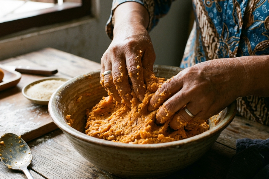 Penambahan mentega membuatkan kuih cek mek molek lebih rangup.