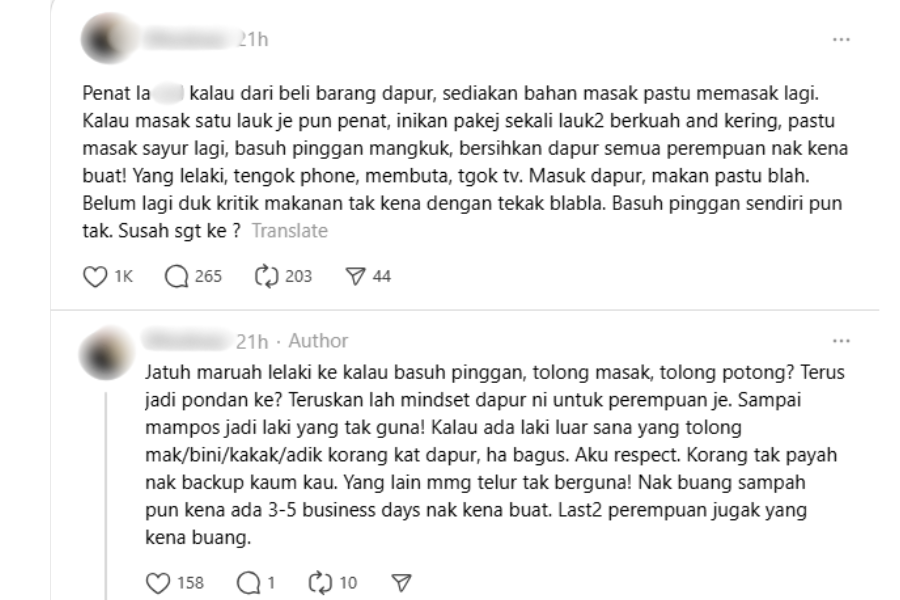 Perkongsian wanita itu di laman Threads.