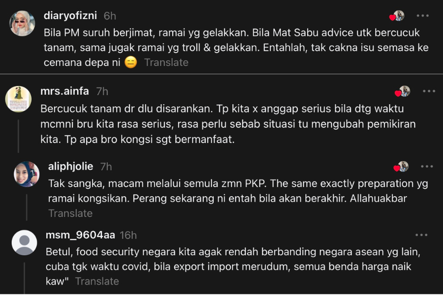 Antara komen netizen di laman Threads.