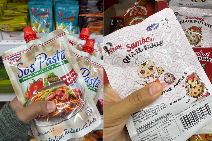 Wanita ini turut kongsikan pilihan stok makanan sedia dimakan di kedai jimat.