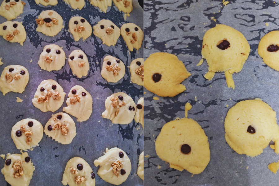 Biskut terhasil kelihatan seperti watak kartun Casper.