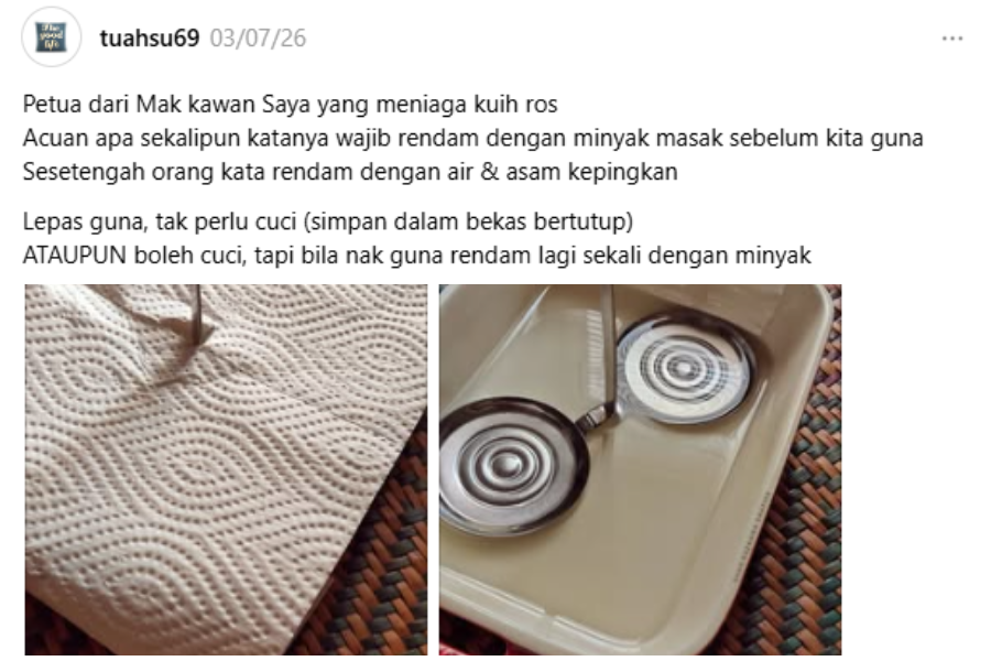 Perkongsian seorang pengguna di laman Thread.