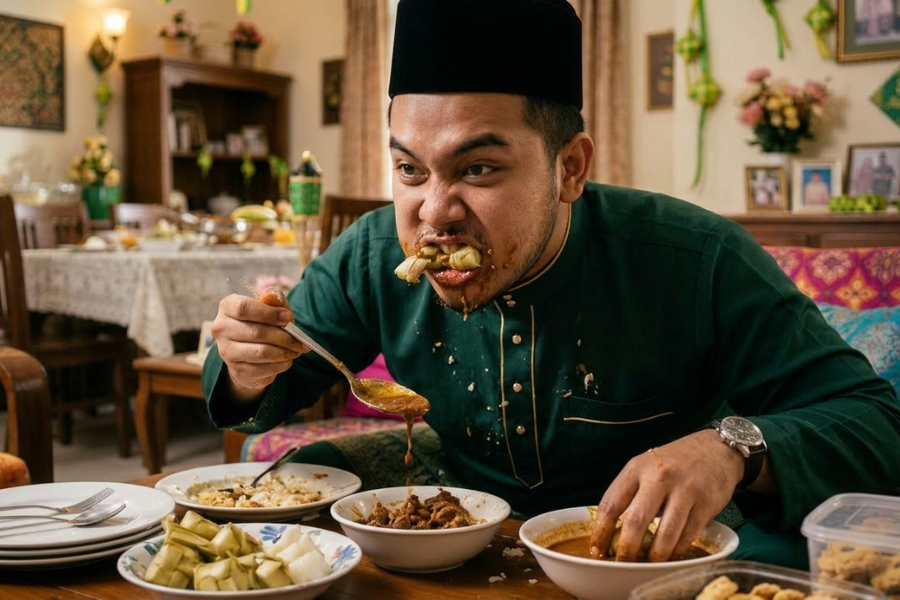 Jangan gelojoh dan makan berpada-pada.