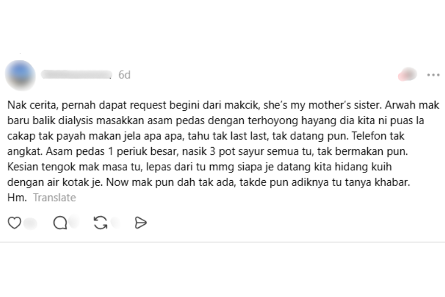 Perkongsian pengguna media sosial tersebut.