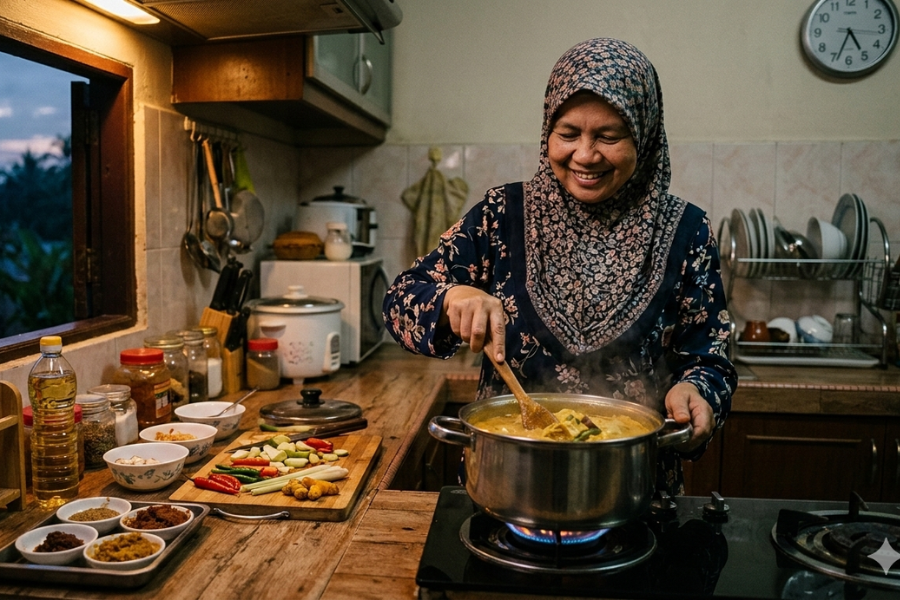 sebaiknya, kuah lodeh dimasak ketika waktu subuh atau pagi raya bagi mengelak cepat basi.