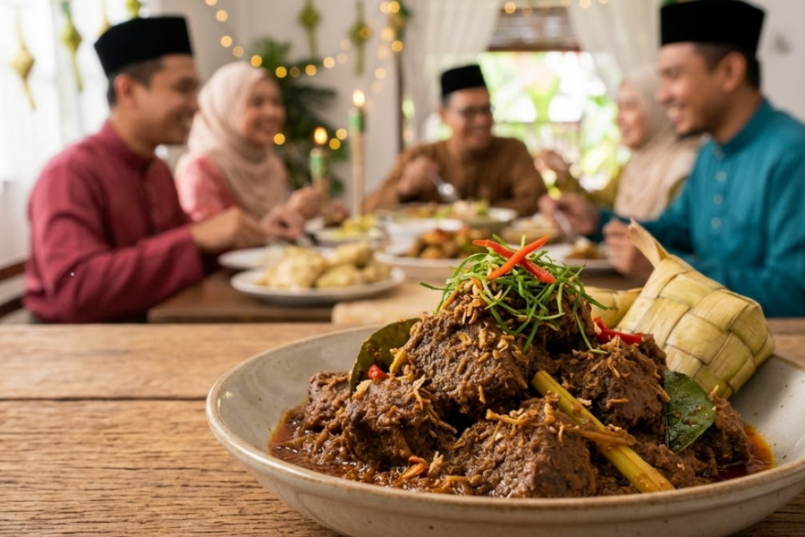 Rendang menjadi lebih pekat menggunakan buah keras.