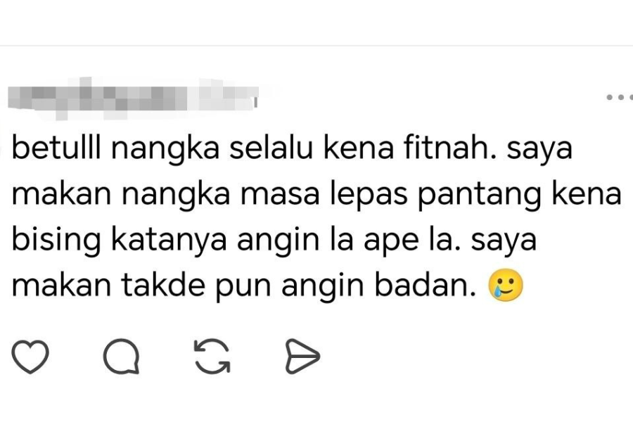 Salah satu pandangan netizen yang bersetuju bahawa nangka tidak menyebabkan masalah angin dalam badan.