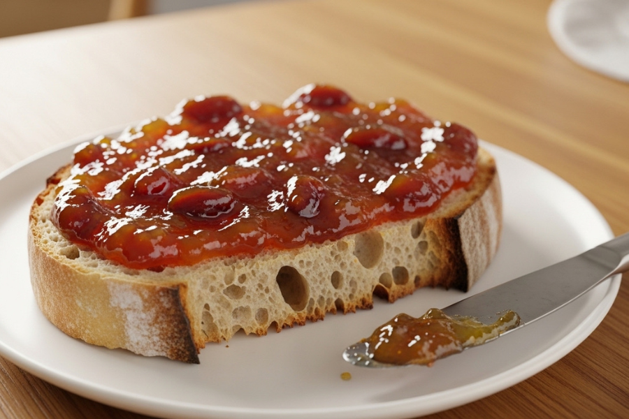 Buah kurma yang diolah menjadi jem untuk sapuan pada roti.