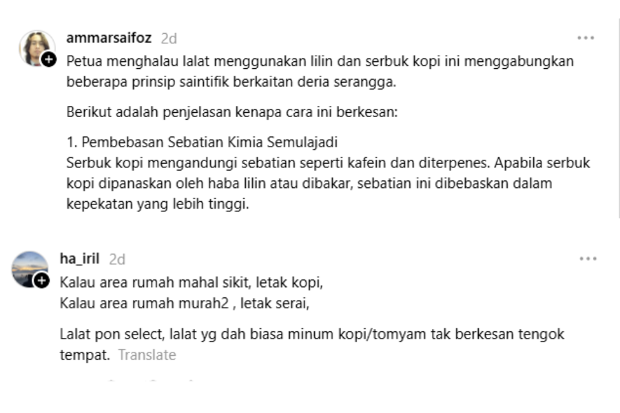 Antara komen netizen di laman Threads.