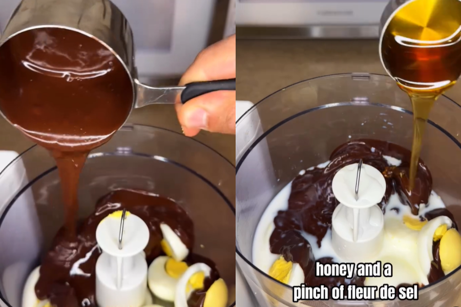 Resipi kek coklat ini menggunakan telur rebus tanpa tepung dan bakar.