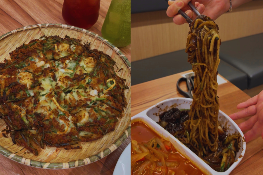 Jajangmyeon dan penkek seafood dimasak secara autentik.